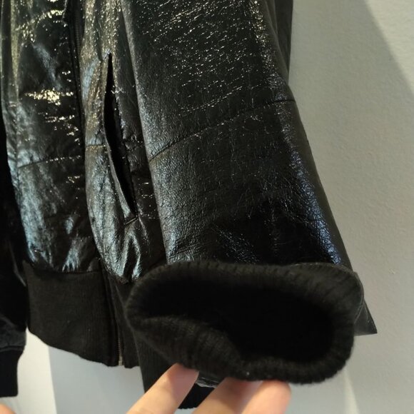 NWOT Sandwich Wet look Bomber Jacket Biker Moto Jacket vinyl look Mobwife Jacket - Picture 14 of 17